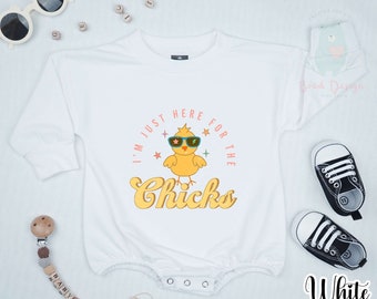 I'm Just Here For The Chicks Easter Toddler Shirt -Kids Easter Shirt - Cute Easter Natural Toddler Sweater - Chicks Easter Romper -