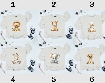 Cute Animal Baby Bodysuit And Toddler, Funny Zoo Kid's Shirt, Cute Animal Sweatshirt, Trendy Animals Kid's Sweater Shirt.