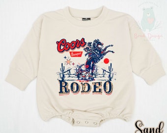 Chemise rétro Coors Rodeo pour enfants - T-shirt Western Cowboy rétro naturel pour bébé, tout-petit, jeune et adulte - Combi-short cowboy western - Combi-short tendance.