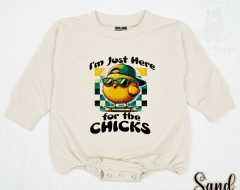 I'm Just Here For The Chicks Easter Toddler Shirt -Kids Easter Shirt - Cute Easter Natural Toddler Sweater - Chicks Easter Romper - Romper