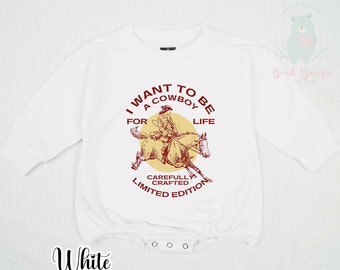 I Want To Be A Cowboy Rodeo Kids Retro Shirt - Western Cowboy Retro Natural Infant, Toddler, Youth & Adult Tee - Cowboy Western Romper.