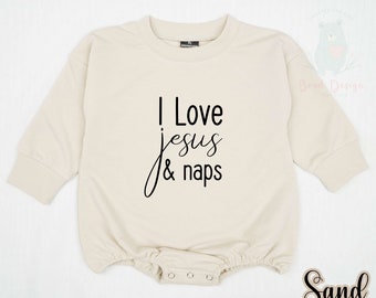 I love Jesus and Naps Onesie® - Funny Religious Bodysuit - Christian Natural Baby Onesie® - Cute Romper - Gift For Baby - Gift For New Mom