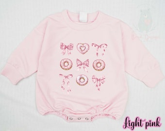 Donut Sweatshirt, Cute Pink Donut Shirt, Donut Graphic Romper, Funny Donut Gift, Donut Lover Gift, Food Lover, Cute Pink Romper For Girl