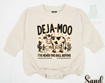 Deja Moo Romper And Toddler, Funny Bull Shirt, Heard This Bull Before Sweatshirt, Western Cow Graphic Tees, Western Shirt, Retro Bull Shirt.