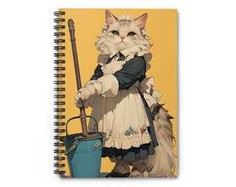 Cat Vintage Housewife #10 Spiral Notebook - Ruled Line