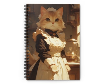 Cat Vintage Housewife #22 Spiral Notebook - Ruled Line