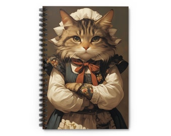 Cat Vintage Housewife #4 Spiral Notebook - Ruled Line