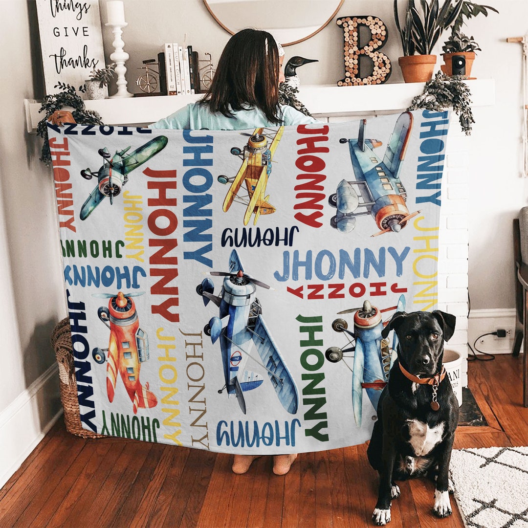 Personalized Airplane Blanket for Kids Custom Airplane Etsy
