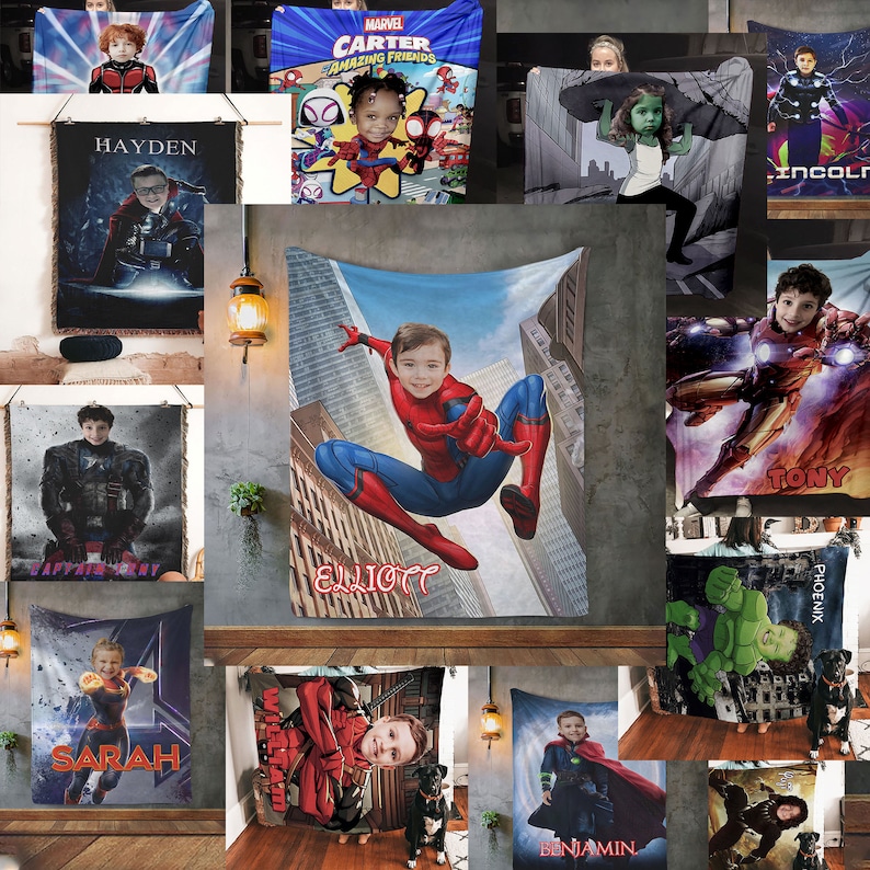 Custom Superhero Blanket for Kids Custom Blankets Etsy