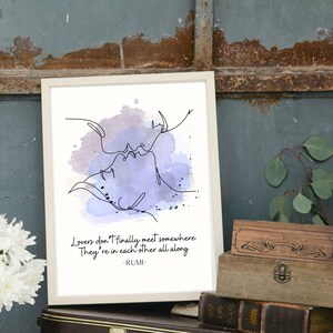 Lovers don’t finally meet somewhere. They’re in each other all along- Rumi Quote printable digital art - poetry line art minimalist