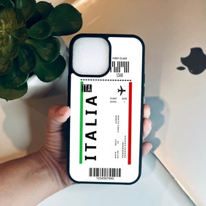 Étui pour téléphone avec carte d'embarquement pour voyage ITALIE | Coque iPhone | iPhone 15 | iPhone 14 | iPhone 13 | iPhone 12 | iPhone 11 | iPhone max | Xr| ITALIE