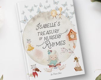 Treasury of Nursery Rhymes, personalised & fully customised with name and character. Christening gift, birthday gift idea for baby, kids.