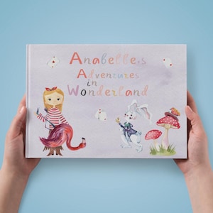 Livre d'histoires personnalisé Les aventures d'Alice au pays des merveilles, souvenir, cadeau d'anniversaire personnalisé, livre pour enfants personnalisé, cadeau pour les enfants.