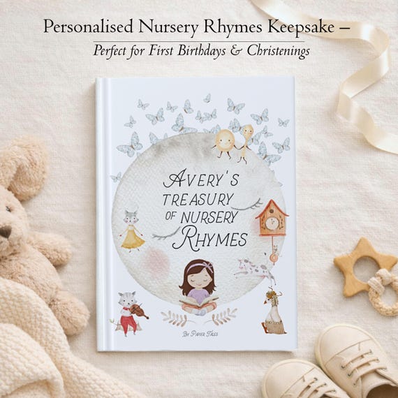 Personalised Nursery Rhymes Keepsake Book – First Birthday Gift – Christening & New Baby Gift