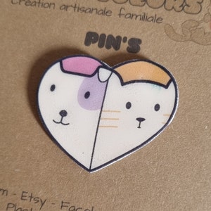 Classic Pin&#39;s Heart Dog and Cat