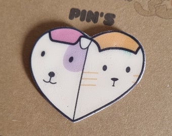 Pin's Classique Coeur Chien et Chat