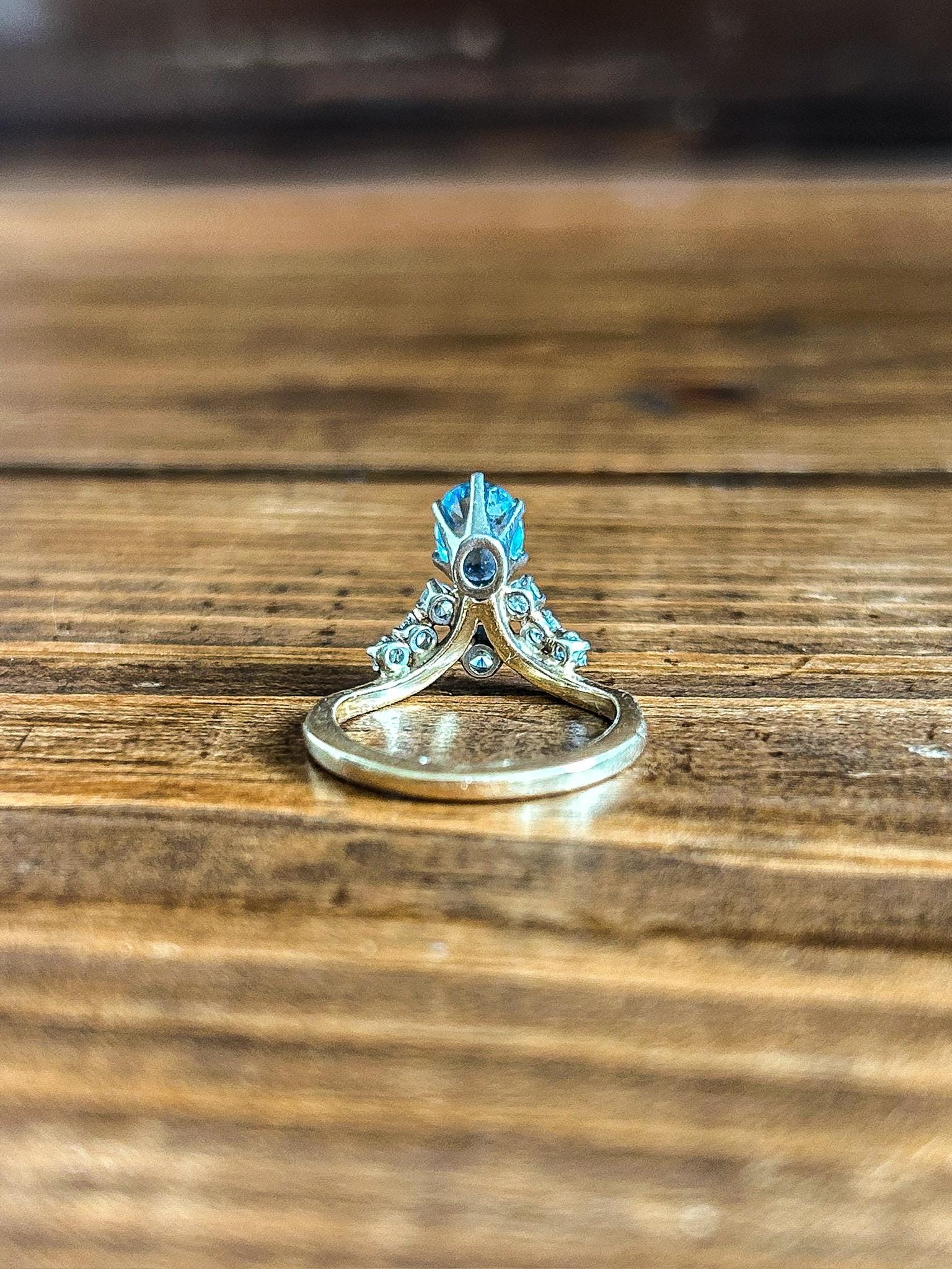 Women’s Gorgeous Vintage Blue Topaz Tiara GENEVIEVE Tiara with Genuine Aquamarine and Blue Topaz  main image 3