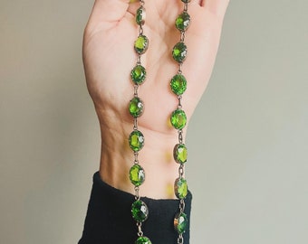 Antique Sterling Green Paste Riviere Necklace