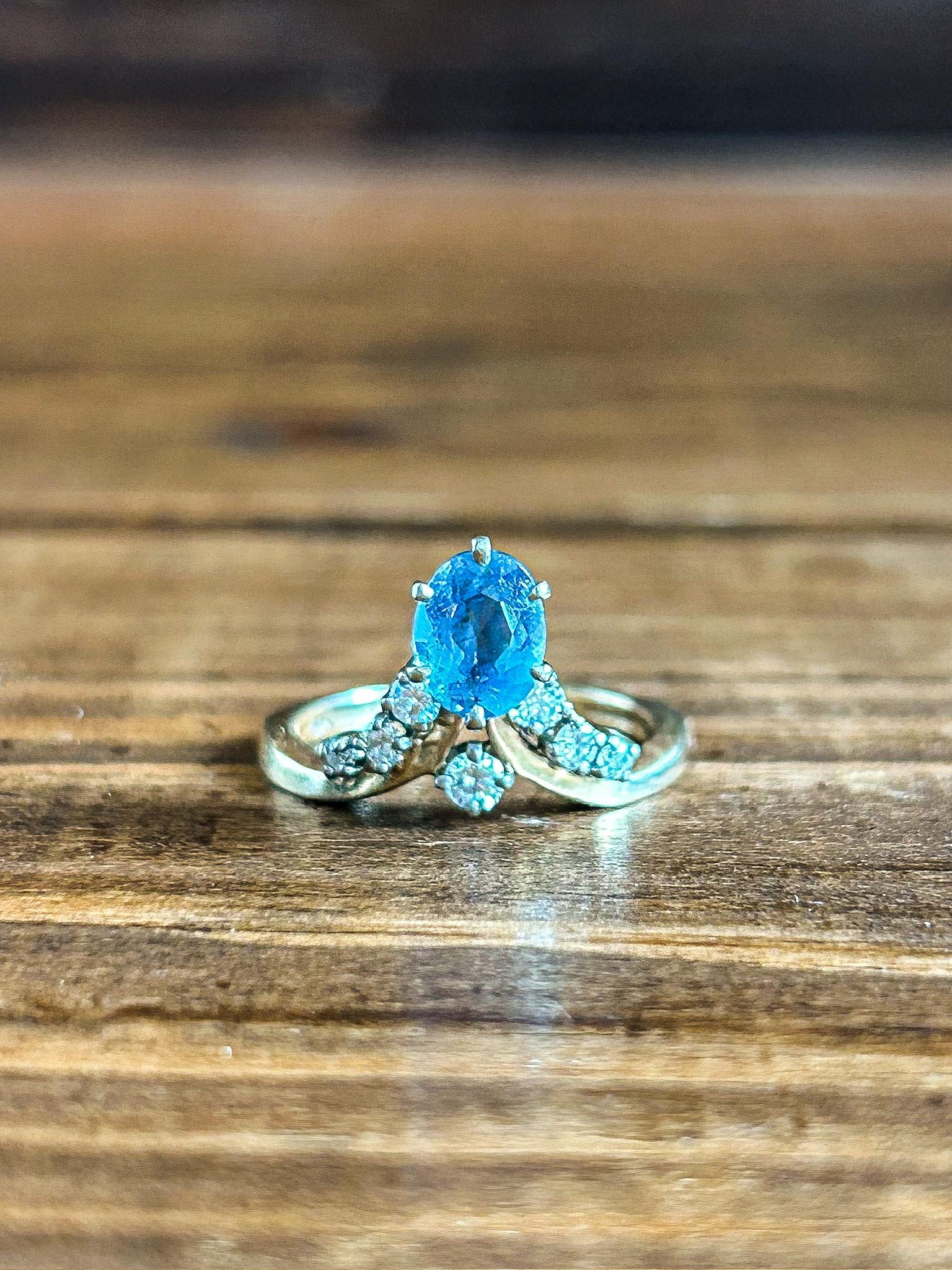 Women’s Gorgeous Vintage Blue Topaz Tiara GENEVIEVE Tiara with Genuine Aquamarine and Blue Topaz  main image 2