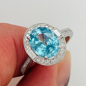 Stunning Blue Zircon and Diamond 14k White Gold Ring - Effy