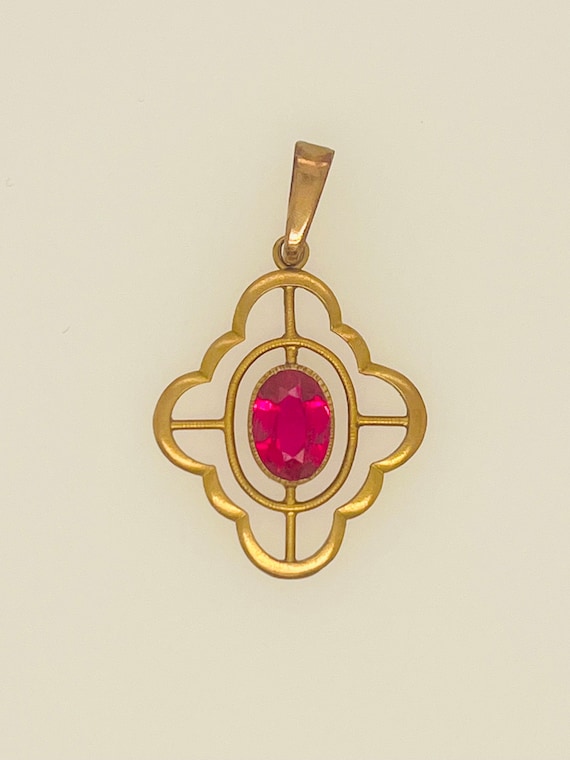 Antique 14k Gold Ruby Pendant
