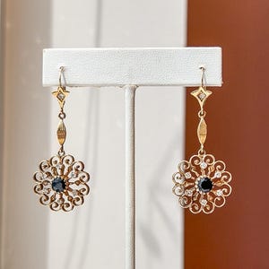 14k Diamant und Saphir Ohrringe