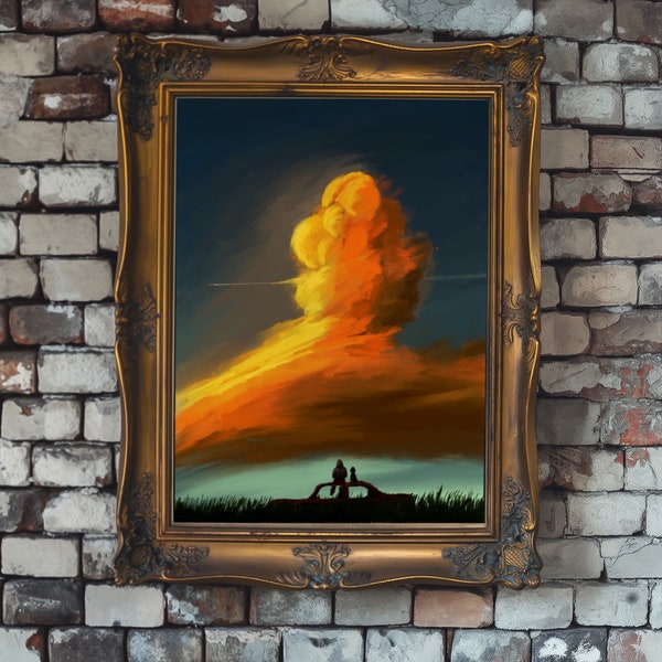 Sunset Background, Cloud Painting, Animated background, Cloud Nursery Decor, Abstract and Western Landscape Art, cloud artwork, digital art.