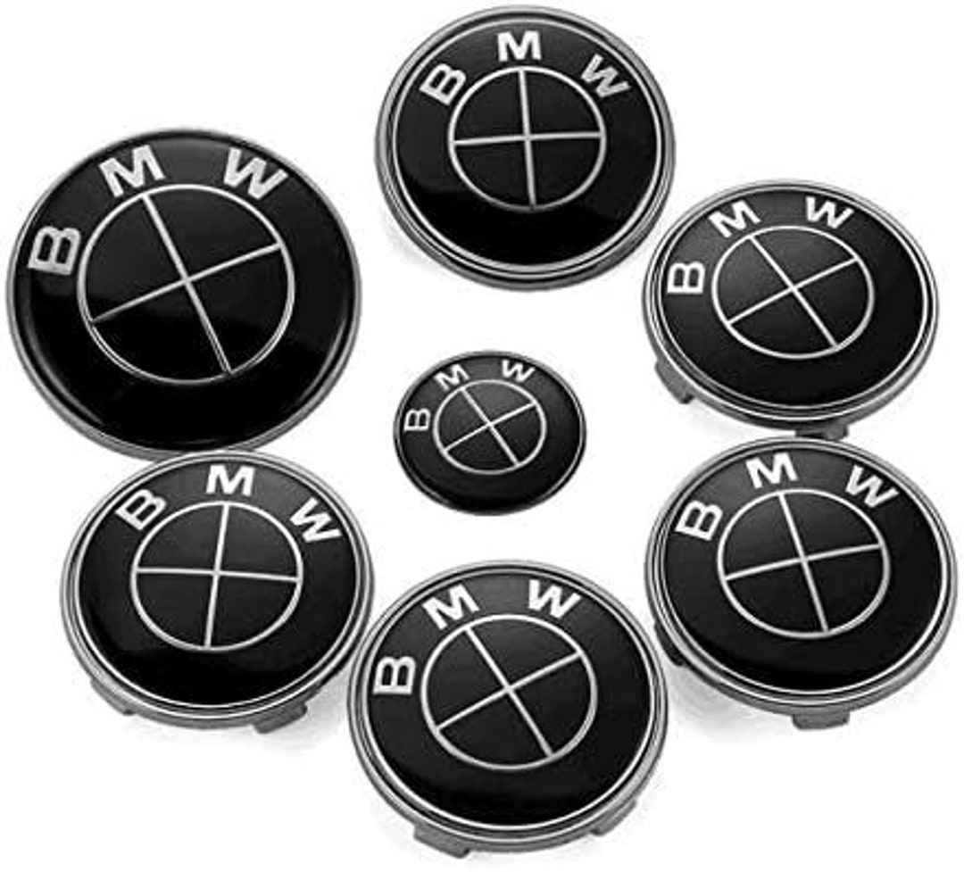 7 Pcs BMW Black Hubcaps Emblems Steering Wheel Emblems Set - Etsy