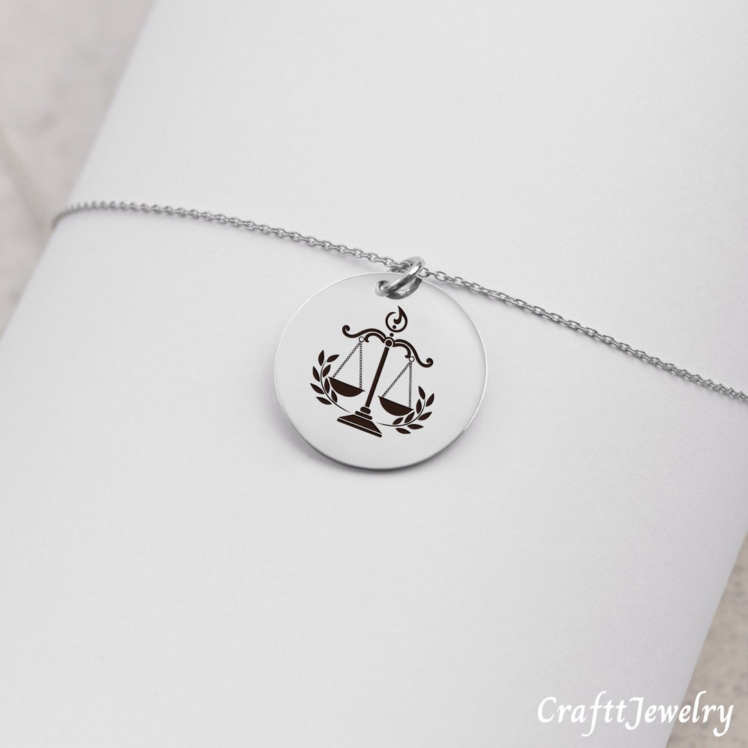 Scales of Justice Necklace Bay Leaf Scales of Justice Etsy