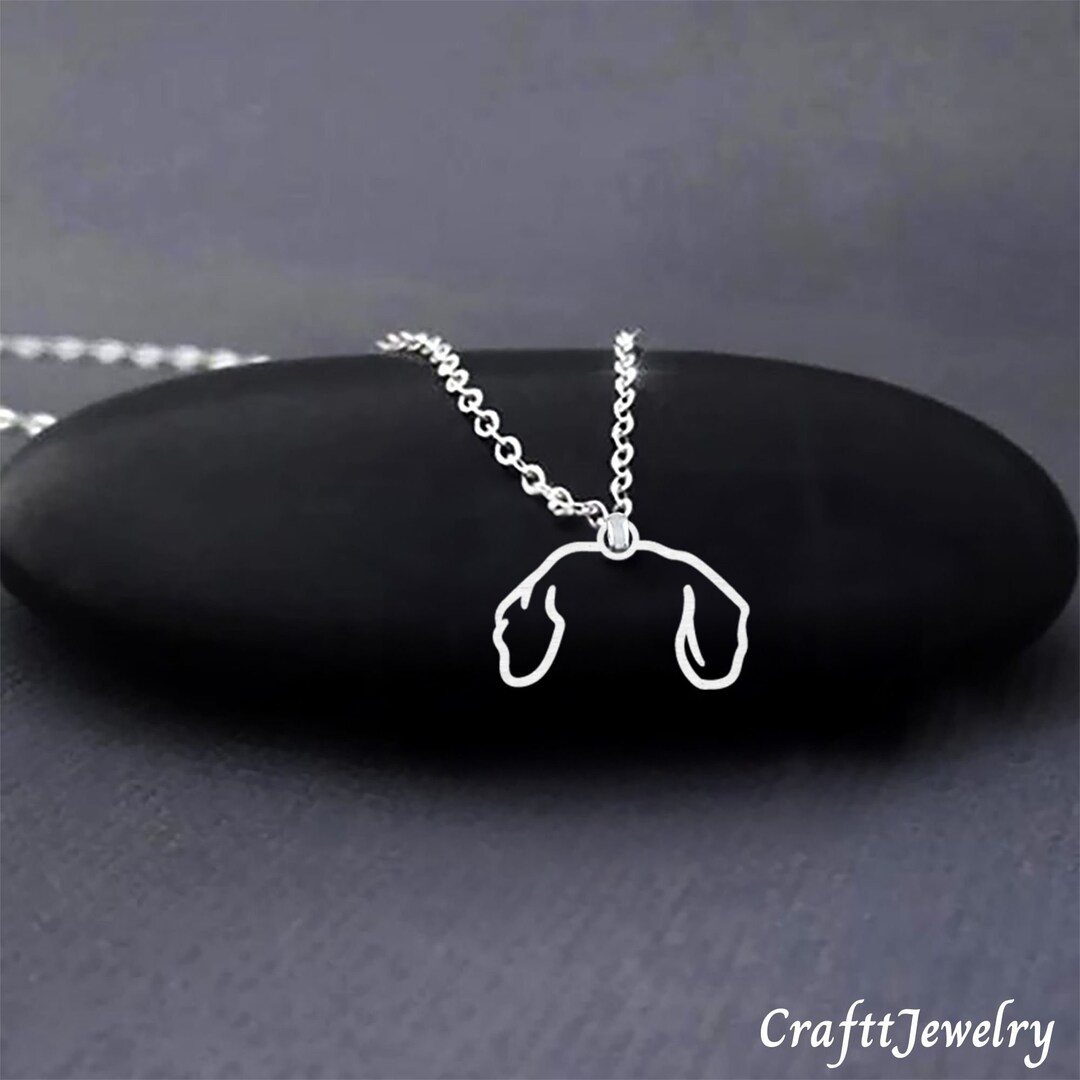 Dachshund Dog Ears Outline Necklace Dog Silhouette Necklace Etsy