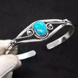 Blue Copper Turquoise Bangle, 925 Silver Bangle, Best Friend