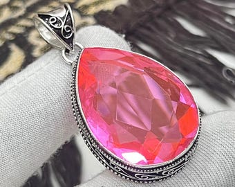Pink Kunzite Pear Shape Pendant – 925 Sterling Silver Bezel Set Gemstone Necklace, Natural Kunzite Jewelry, Handmade Gift for Her