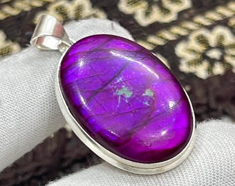 Purple Labradorite Pendant 925 Sterling Silver Pendant Handmade Purple Colored Labradorite Gemstone Silver Pendant Birthday Gift For Love