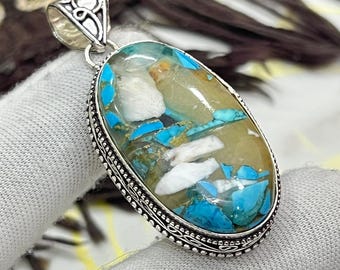 Lapis Lazuli Pendant | 925 Sterling Silver Oval Gemstone Necklace | Handmade Natural Lapis Crystal Jewelry | Blue Stone Gift for Her/Him