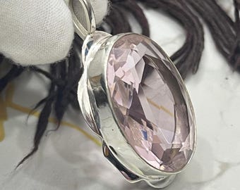 Pink Tourmaline Giant Pendant 925 Sterling Silver, Handmade Big Gemstone Necklace, Big Oval Stone Pendant, Statement Jewelry Gift for Her