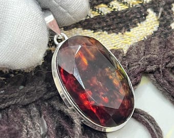 Ammolite Silver Pendant, 925 Sterling Silver Gemstone Pendant, Handmade Ammolite Jewelry, Natural Gemstone Pendant, Christmas Gift for Her