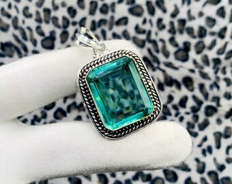 グリーンアパタイトペンダントネックレス、グリーンストーン925