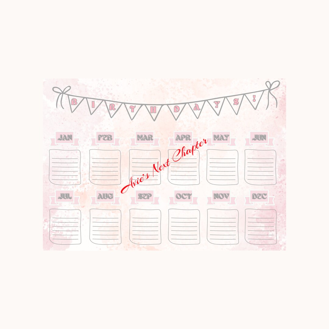Birthday Tracker, Birthday Log, Printable Birthday List, Birthday ...
