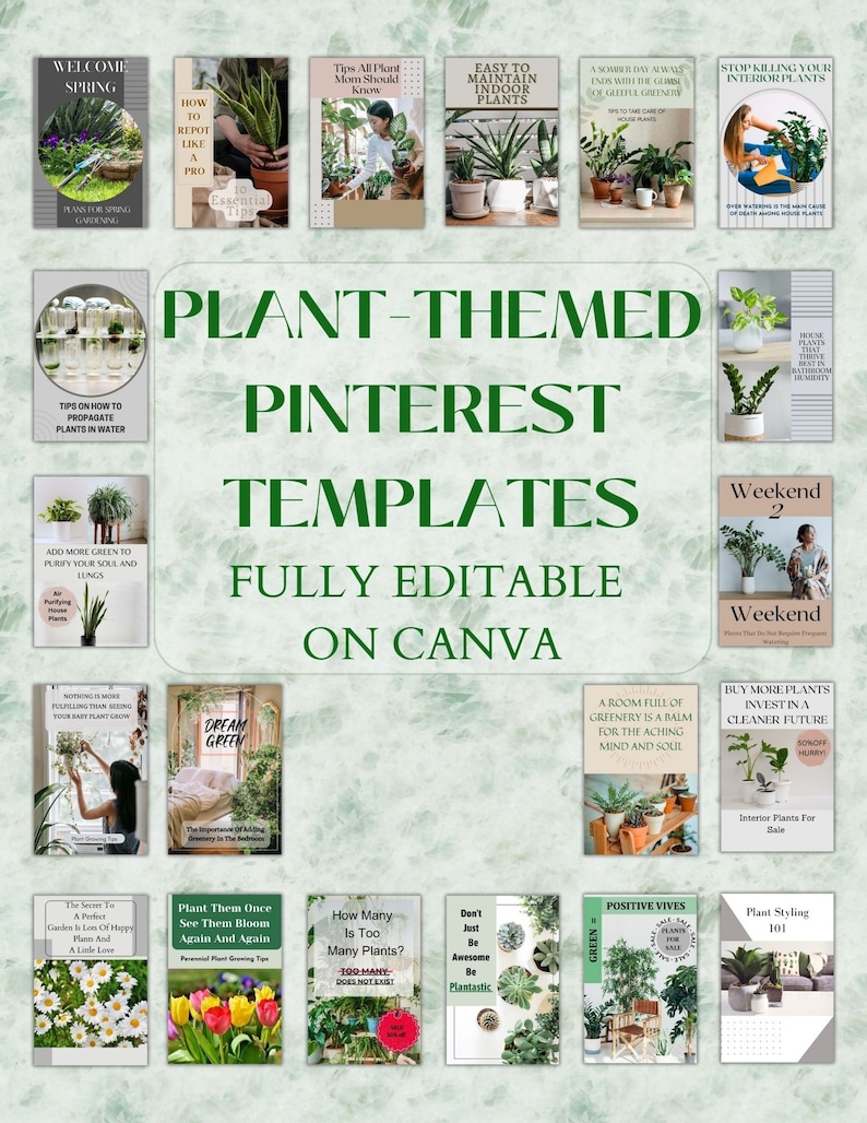 Canva Templates for Pinterest: Plants and Gardening - Etsy