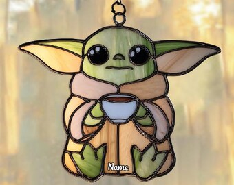 Personalized Baby Yoda Suncatcher, Grogu Acrylic Window Hanging, Star Wars Fan Gift, Mandalorian Nursery Art, Sci-Fi Home Decor ID-1224-OHF4