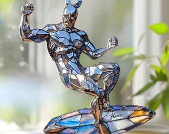 Silver Surfer Suncatcher, Cosmic Herald Window Decal, Marvel Galaxy Rainbow Maker, Sci-Fi Space Room Decor ID-0114-RCUH