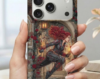 Personalized Black Widow iPhone Case, Marvel Avenger Phone Cover, Custom Name Hero Case, Avengers Fan Gift, Comic Phone Case ID-0610-N8CB