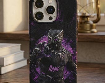 Personalized Black Panther iPhone Case, Marvel Superhero Phone Cover, Custom Name T'Challa Case, Wakanda Forever Gift,Hero Case ID-0610-K62L