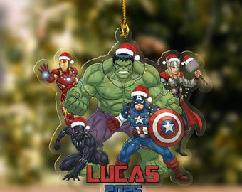 Custom Name Disney Avengers Ornament, Disney Avengers Xmas Ornament Decor, Christmas Tree Home Decor, Custom Name Ornament Gift UNE-18