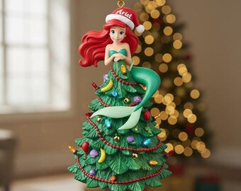 Personalized Custom The Little Mermaid Name Ornament, Ariel Cute 2D Resin Christmas Tree Gift 2025, Ariel Christmas Ornament ZZ738