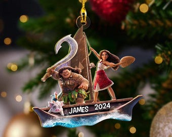 Moana Christmas Acrylic Ornament Disney Princess Moana Cutout Ornament Personalized Christmas Ornament Disney Christmas ornament ZZ448