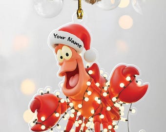 Personalized Sebastian Christmas Ornament, Ariel Princess Christmas Keepsake Decor, Disney The Little Mermaid Ornament Xmas Gift ZZ696
