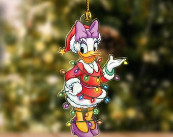 Personalized Daisy Duck Characters Mickey and Friends Disney Christmas Ornaments, Daisy Duck Disney Santa Claus Ornament UNE-38