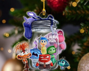 Personalized Inside Out Ornament Movie Characters Ornament, Inside Out Disney Acrylic Ornament, Disney Holiday Decor UNE-161