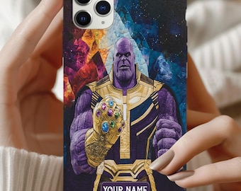 Personalized Thanos iPhone Case, Marvel Villain Phone Cover, Custom Name Infinity Gauntlet Case, Epic Villain Gift, Comic Cover ID-0610-AE2U
